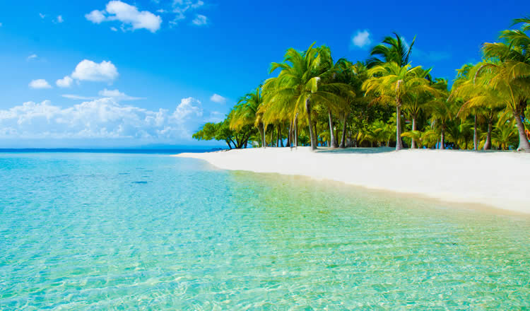 Caribbean blue water and beach