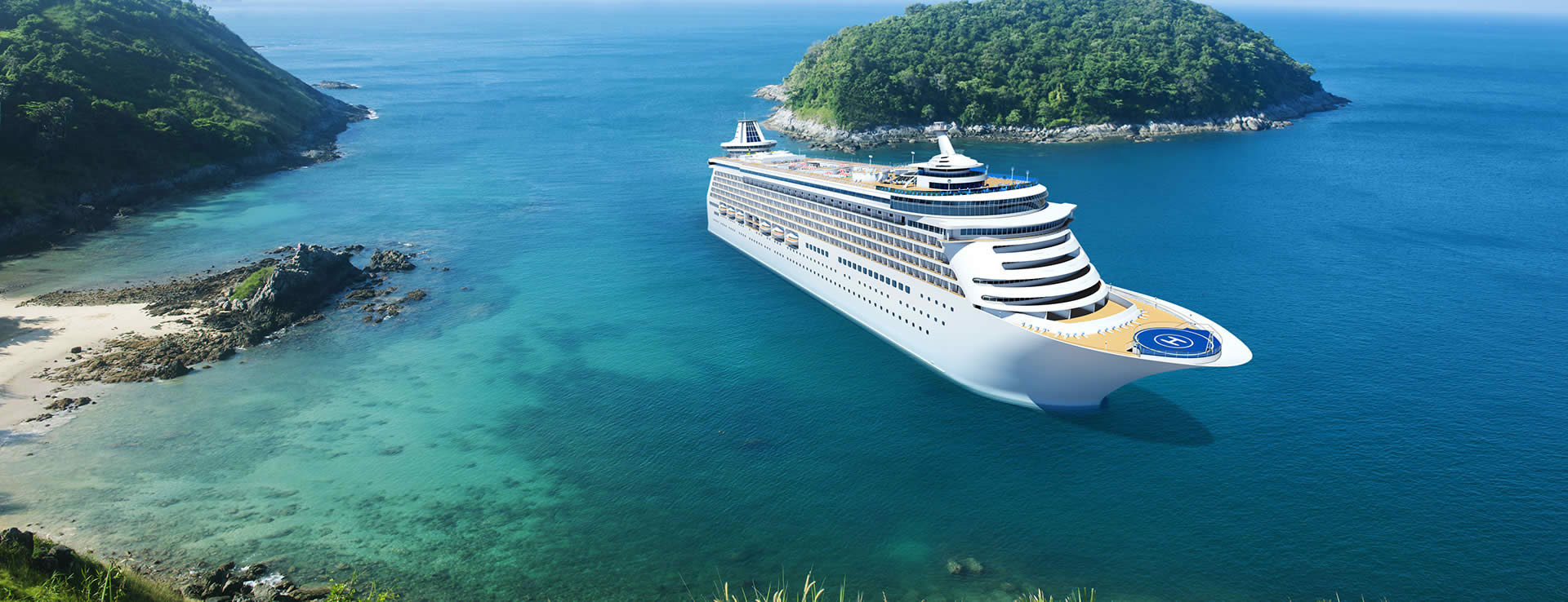 cruise ship sailing in Caribbean