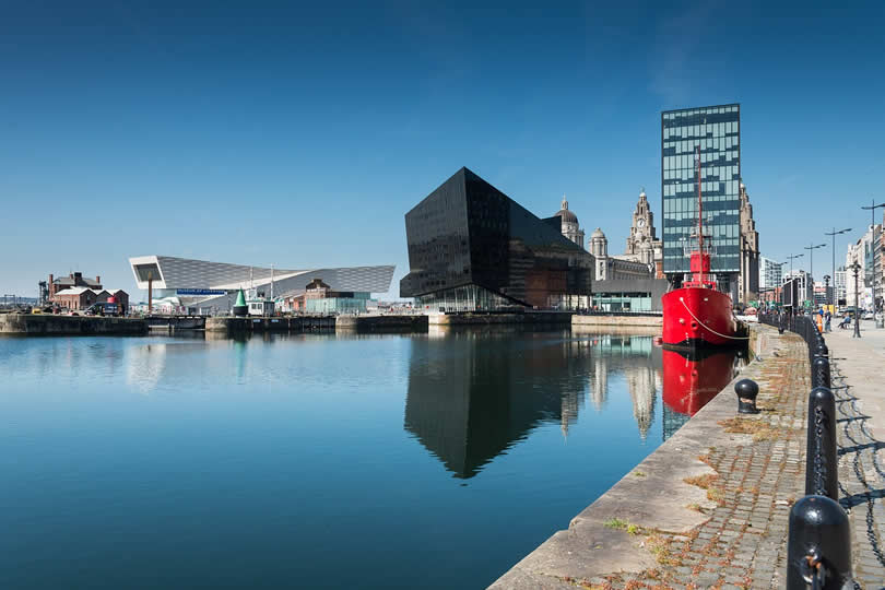 Liverpool UK waterfront buildings