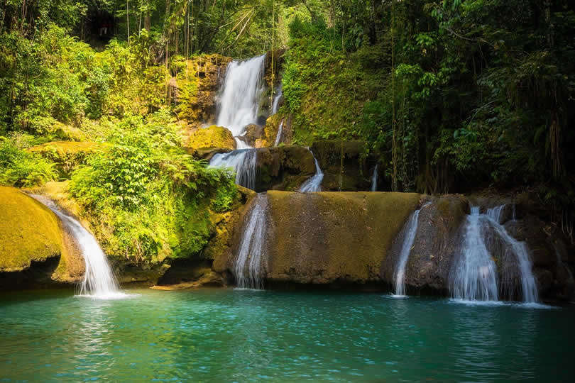 Jamaica waterfalls in jungle