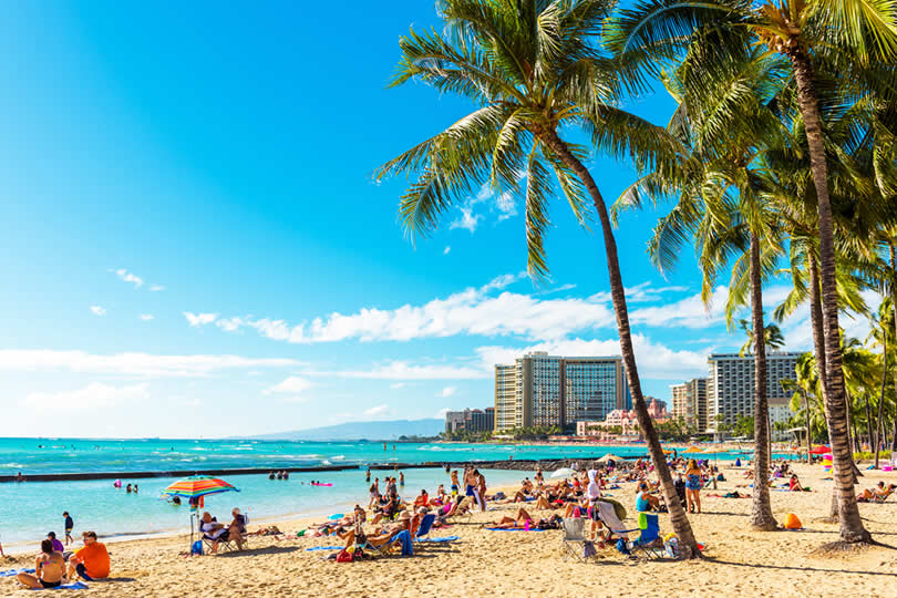 Beach of Honolulu in Waikiki