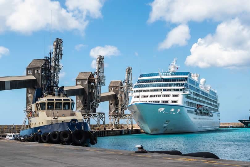 Barbados cruise ship in port