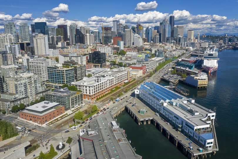 Pier 66 cruise terminal and downtown Seattle