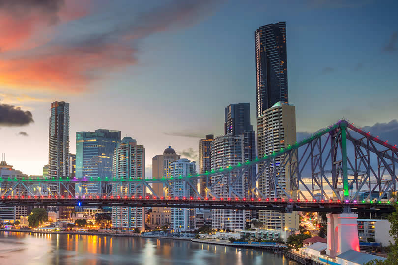 Story Bridge and high rise buildings in Brisbane