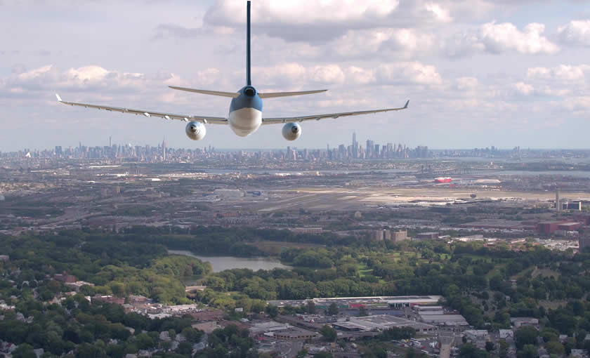 Newark Airplane landing at airport