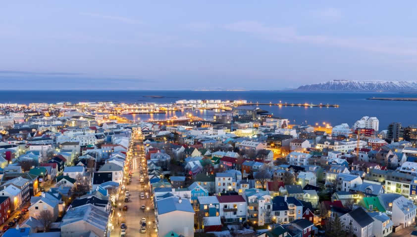 Reykjavik port and suburb