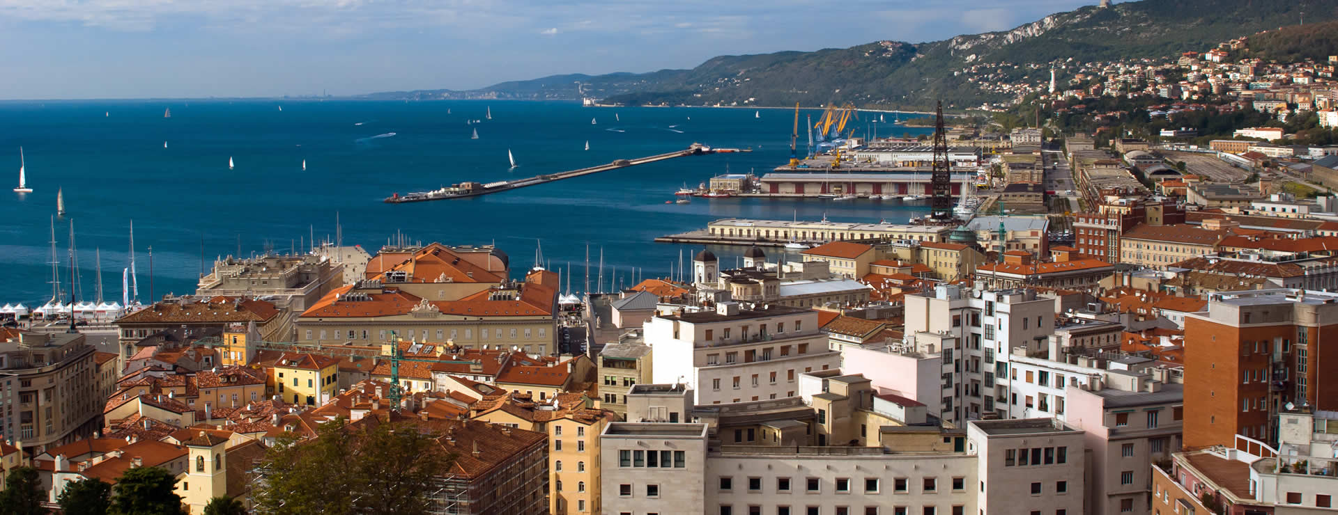 Trieste city centre and port